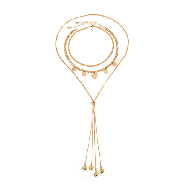 Personality long tassel three piece layer nekclace set