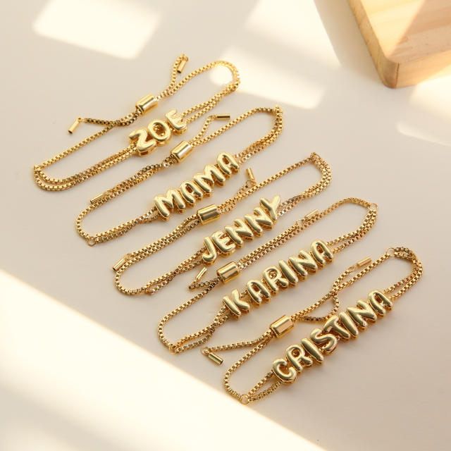 18KG copper bubble letter initial letter DIY Bracelet