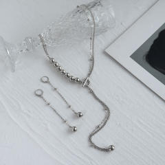 Concise CCB bead toggle chain necklace earrings set