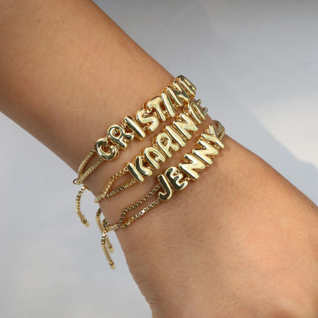 18KG copper bubble letter initial letter DIY Bracelet