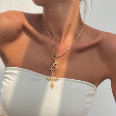 Fashion cross pendant alloy necklace