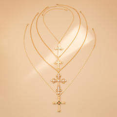 2pcs baroque pearl bead cross pendant necklace suit