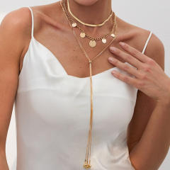 Personality long tassel three piece layer nekclace set