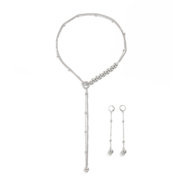 Concise CCB bead toggle chain necklace earrings set