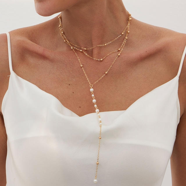 Fashion thin chain Y shape alloy necklace layer necklace