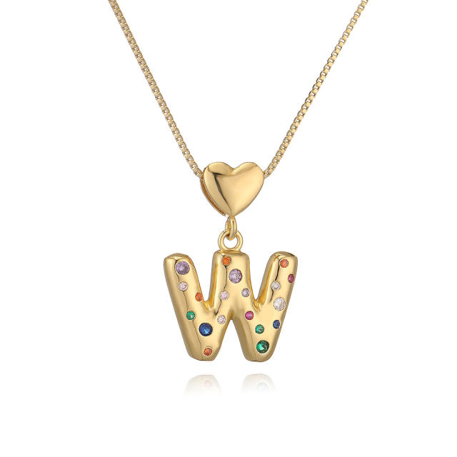 Hot copper plated 18K gold set zircon 26 English letter initial pendant necklace