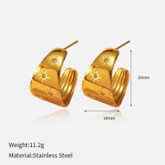 Chunky 925 needle gold color stainless steel earrings huggie earrings