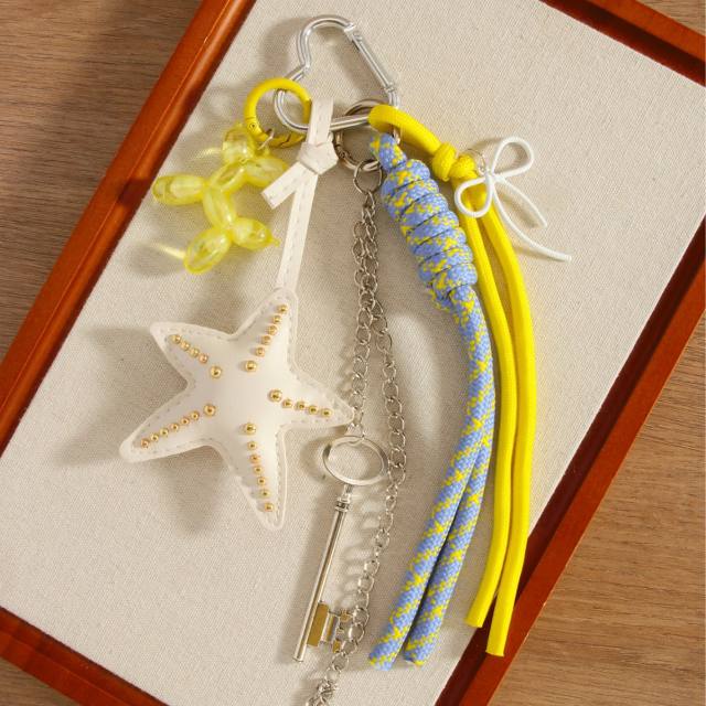 Net red personality starfish key tassel ball dog all-match pendant keychain woven rope bag pendant gift wholesale