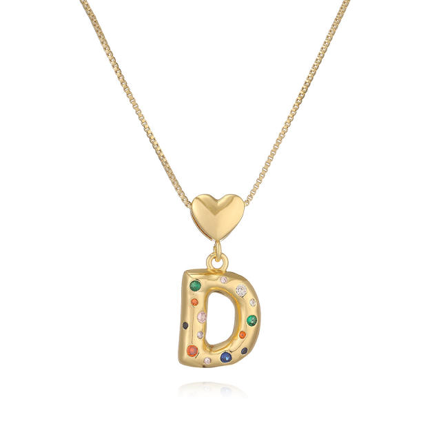 Hot copper plated 18K gold set zircon 26 English letter initial pendant necklace