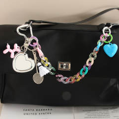 Cute Cartoon Kitty Cat Bag Pendant Love Badminton Keychain