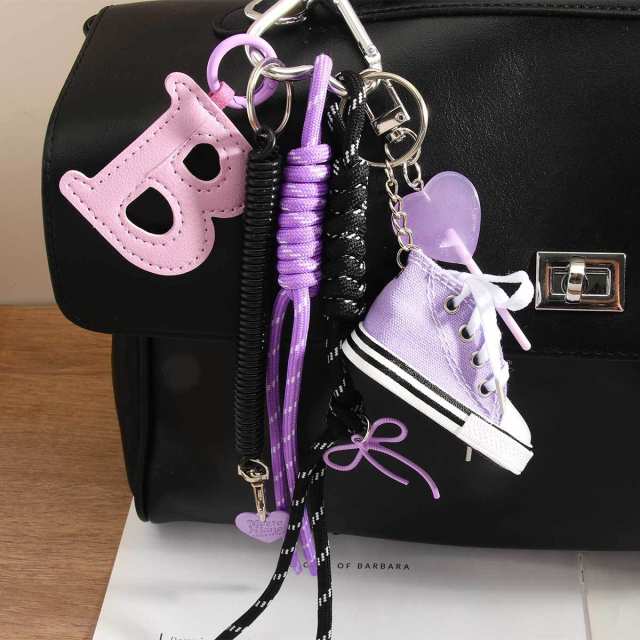 Purple color mini Canvas Shoes Hanging Letter B Love Lollipop Bag Pendant Keychain