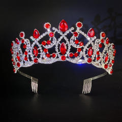 Luxury colorful crystal alloy wedding hair crown