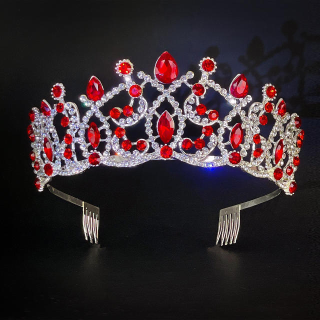 Luxury colorful crystal alloy wedding hair crown