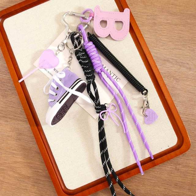 Purple color mini Canvas Shoes Hanging Letter B Love Lollipop Bag Pendant Keychain