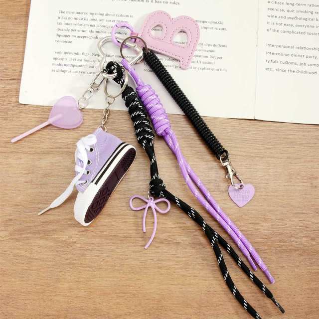 Purple color mini Canvas Shoes Hanging Letter B Love Lollipop Bag Pendant Keychain