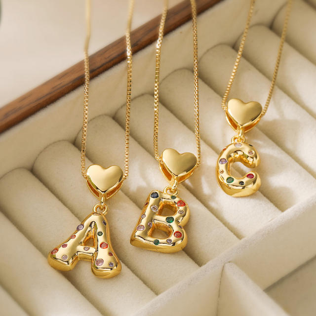Hot copper plated 18K gold set zircon 26 English letter initial pendant necklace