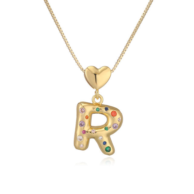 Hot copper plated 18K gold set zircon 26 English letter initial pendant necklace