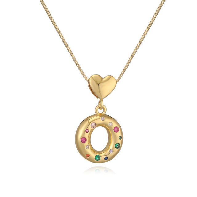 Hot copper plated 18K gold set zircon 26 English letter initial pendant necklace