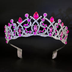 Luxury colorful crystal alloy wedding hair crown