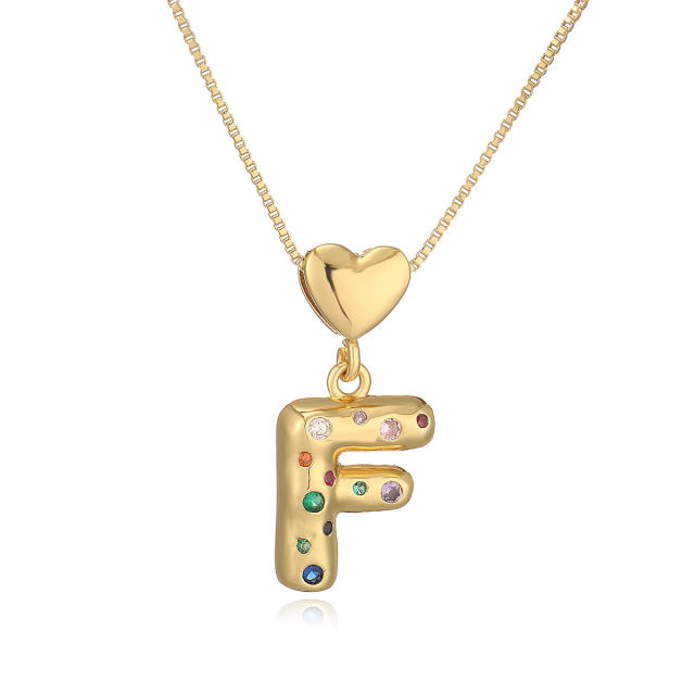 Hot copper plated 18K gold set zircon 26 English letter initial pendant necklace
