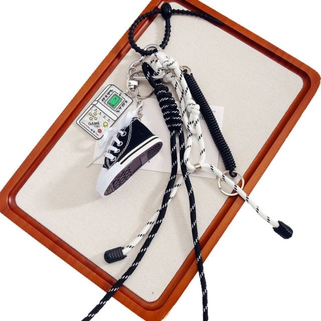 Mini Multicolor Canvas Shoes Golf Sports Wind Braided Rope Bag Pendant Keychain