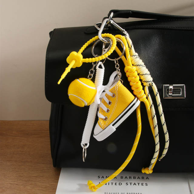 Mini Multicolor Canvas Shoes Golf Sports Wind Braided Rope Bag Pendant Keychain