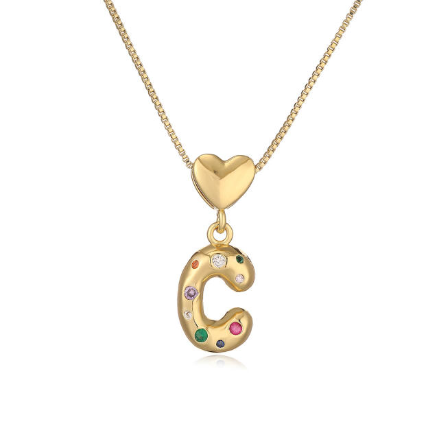 Hot copper plated 18K gold set zircon 26 English letter initial pendant necklace