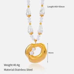Summer beach trend pearl bead chain enamel starfish pendant necklace stainless steel necklace