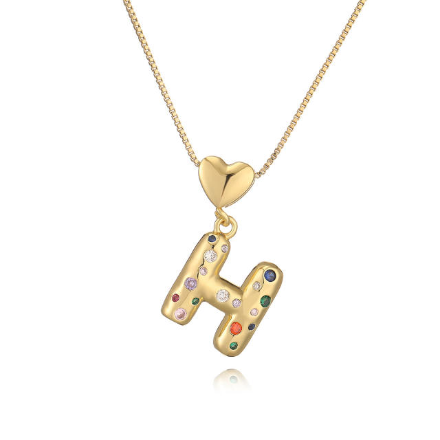 Hot copper plated 18K gold set zircon 26 English letter initial pendant necklace