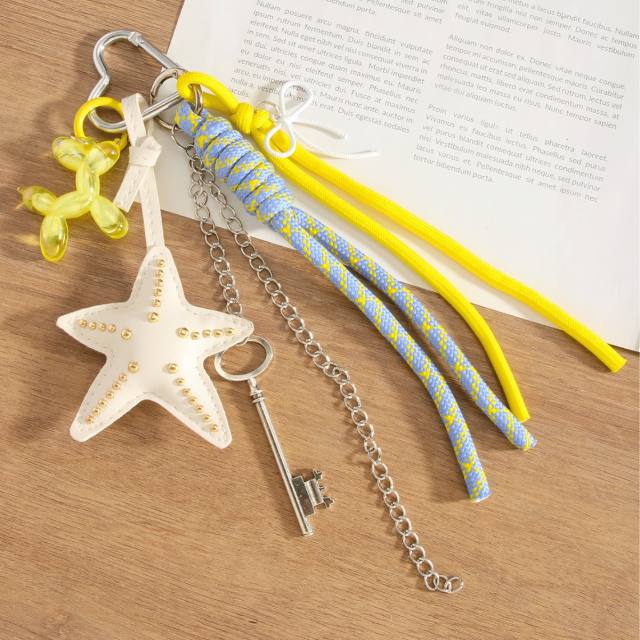 Net red personality starfish key tassel ball dog all-match pendant keychain woven rope bag pendant gift wholesale