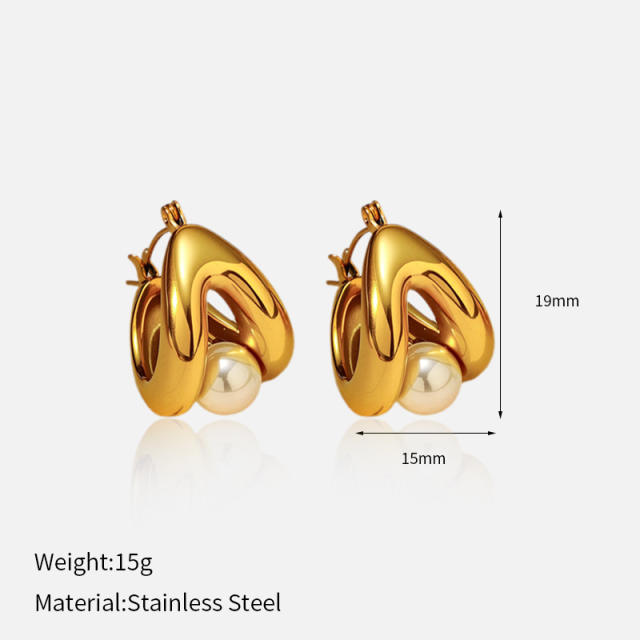 Chunky 925 needle gold color stainless steel earrings huggie earrings