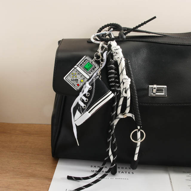 Mini Multicolor Canvas Shoes Golf Sports Wind Braided Rope Bag Pendant Keychain