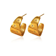 Chunky 925 needle gold color stainless steel earrings huggie earrings