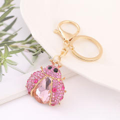 Colorful crystal ladybug hot sale alloy keychain