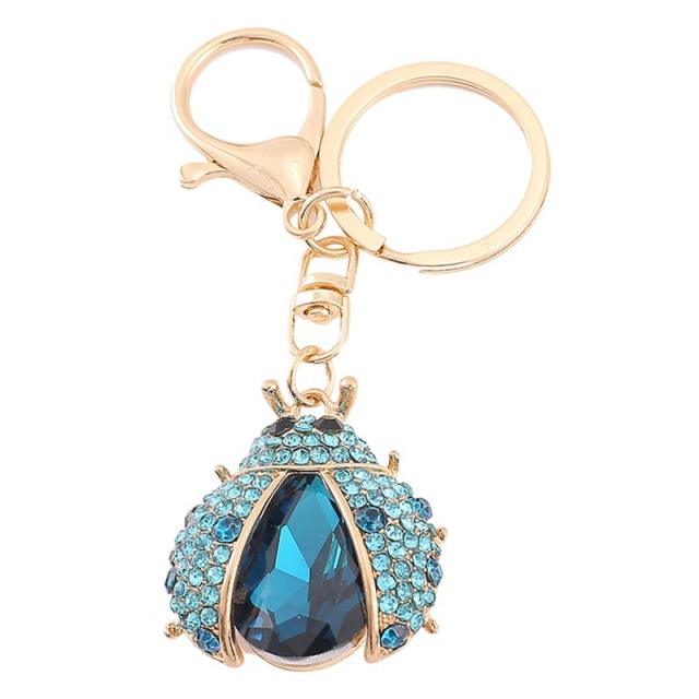 Colorful crystal ladybug hot sale alloy keychain