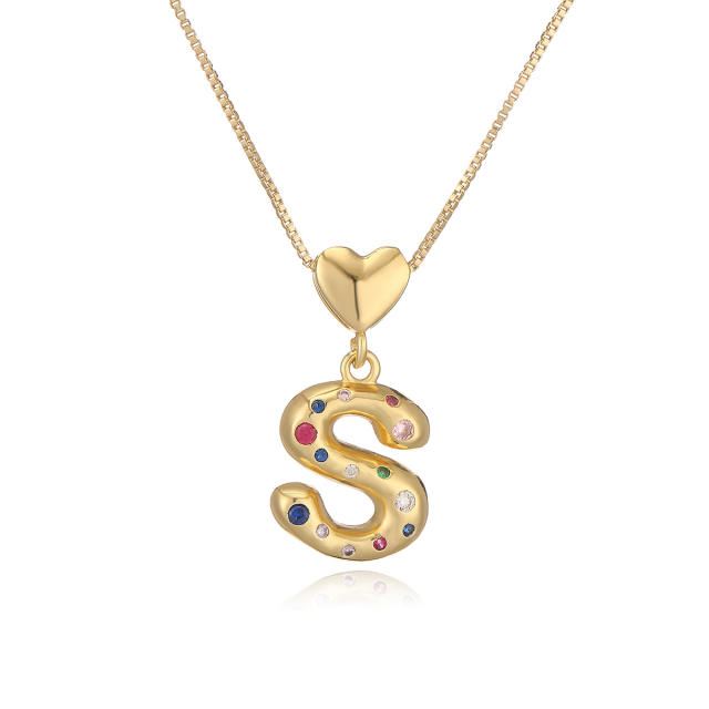 Hot copper plated 18K gold set zircon 26 English letter initial pendant necklace