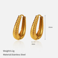 Chunky 925 needle gold color stainless steel earrings huggie earrings