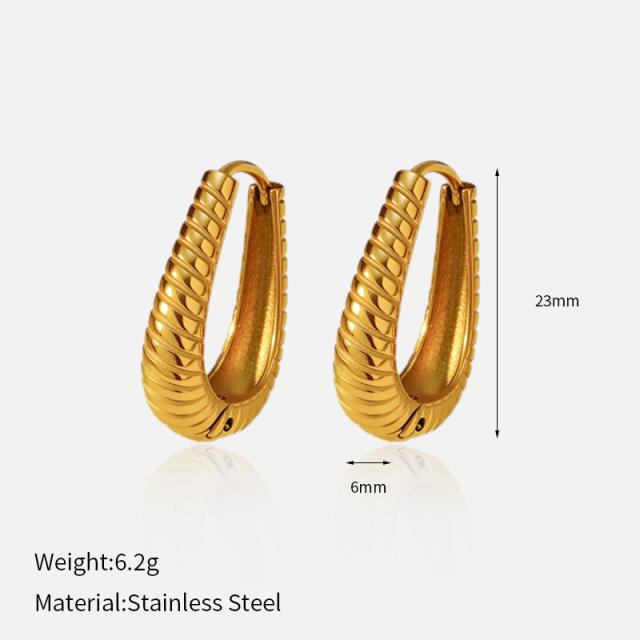 Chunky 925 needle gold color stainless steel earrings huggie earrings