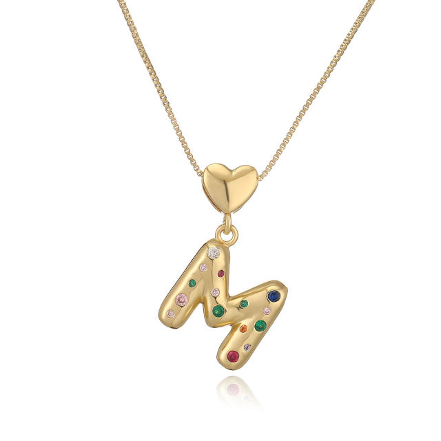 Hot copper plated 18K gold set zircon 26 English letter initial pendant necklace