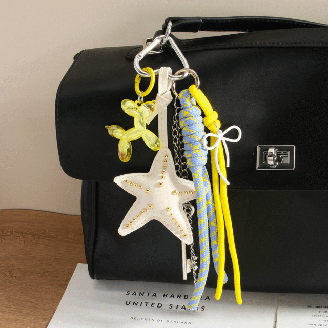 Net red personality starfish key tassel ball dog all-match pendant keychain woven rope bag pendant gift wholesale