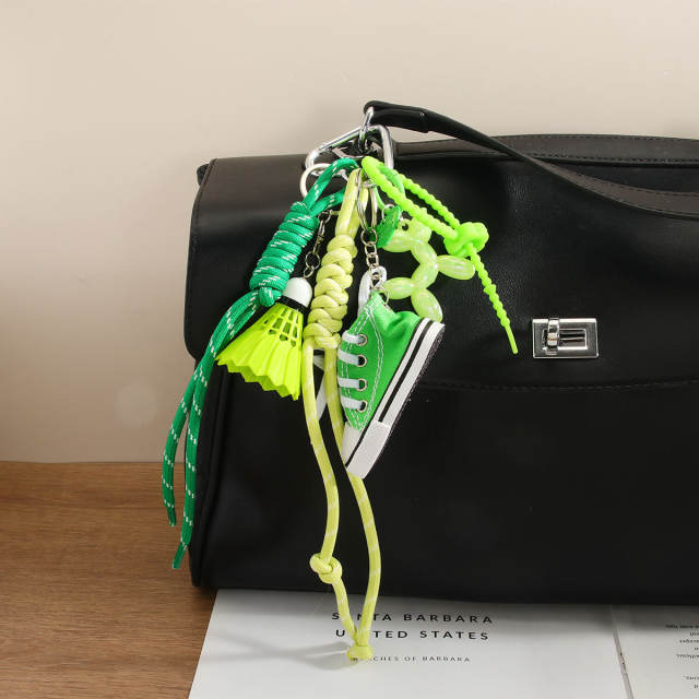 Mini Multicolor Canvas Shoes Golf Sports Wind Braided Rope Bag Pendant Keychain