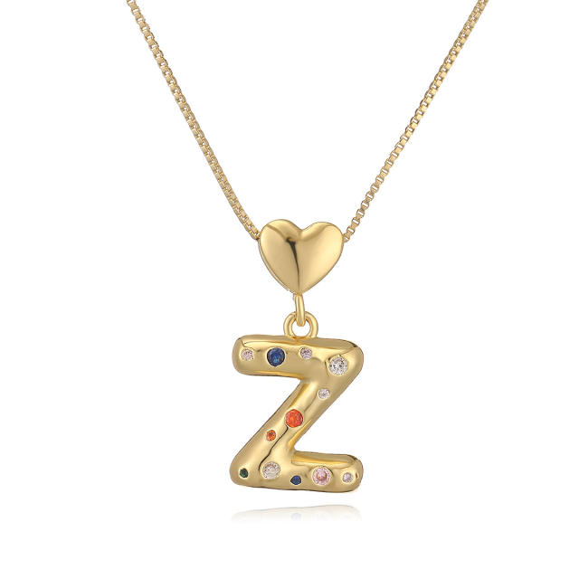Hot copper plated 18K gold set zircon 26 English letter initial pendant necklace