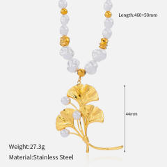 Summer beach trend pearl bead chain enamel starfish pendant necklace stainless steel necklace