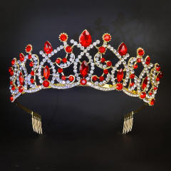 Luxury colorful crystal alloy wedding hair crown
