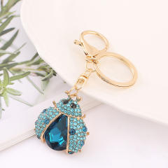 Colorful crystal ladybug hot sale alloy keychain