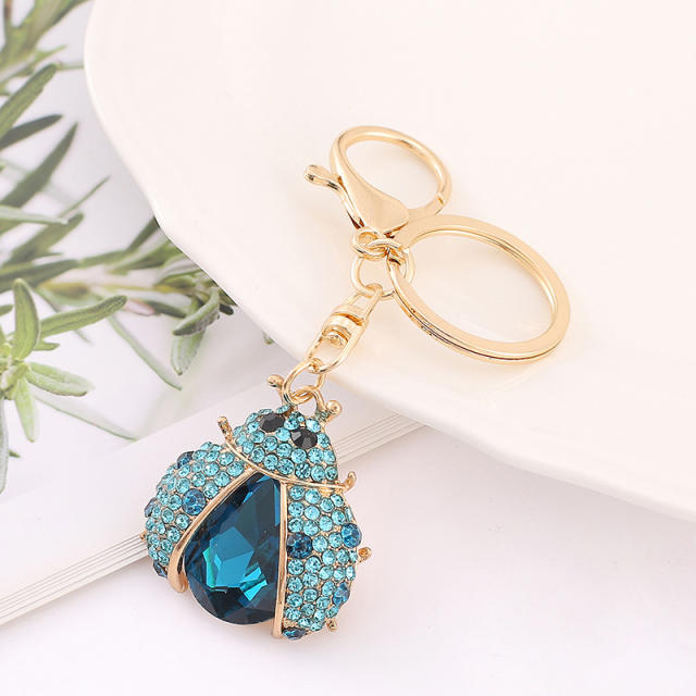 Colorful crystal ladybug hot sale alloy keychain