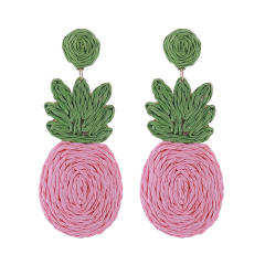 Summer bohemian style hand-woven fruit pineapple earrings