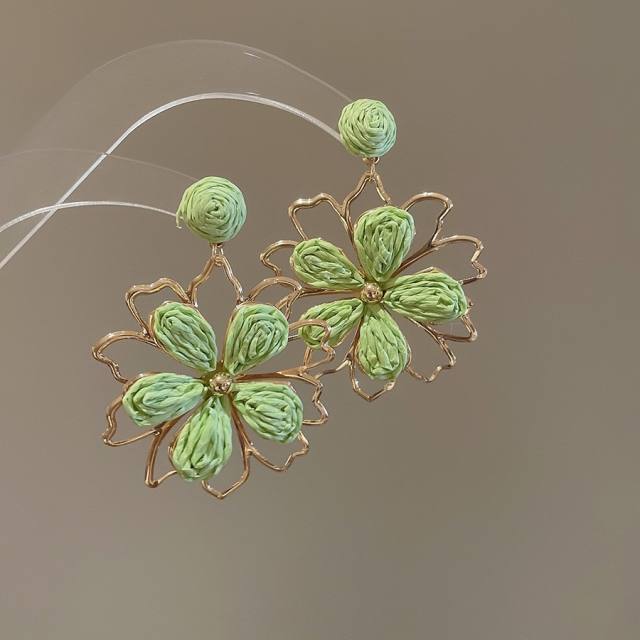 925 needle super fairy raffia flower earrings holiday earrings