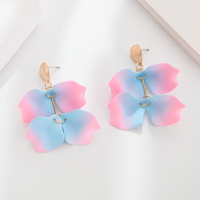 Hot sale colorufl petal flower dangle earrings