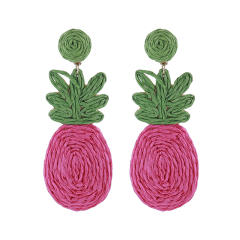 Summer bohemian style hand-woven fruit pineapple earrings